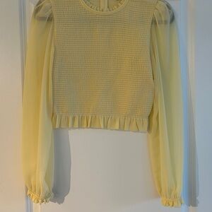 Yellow Sheer Long Sleeve Top